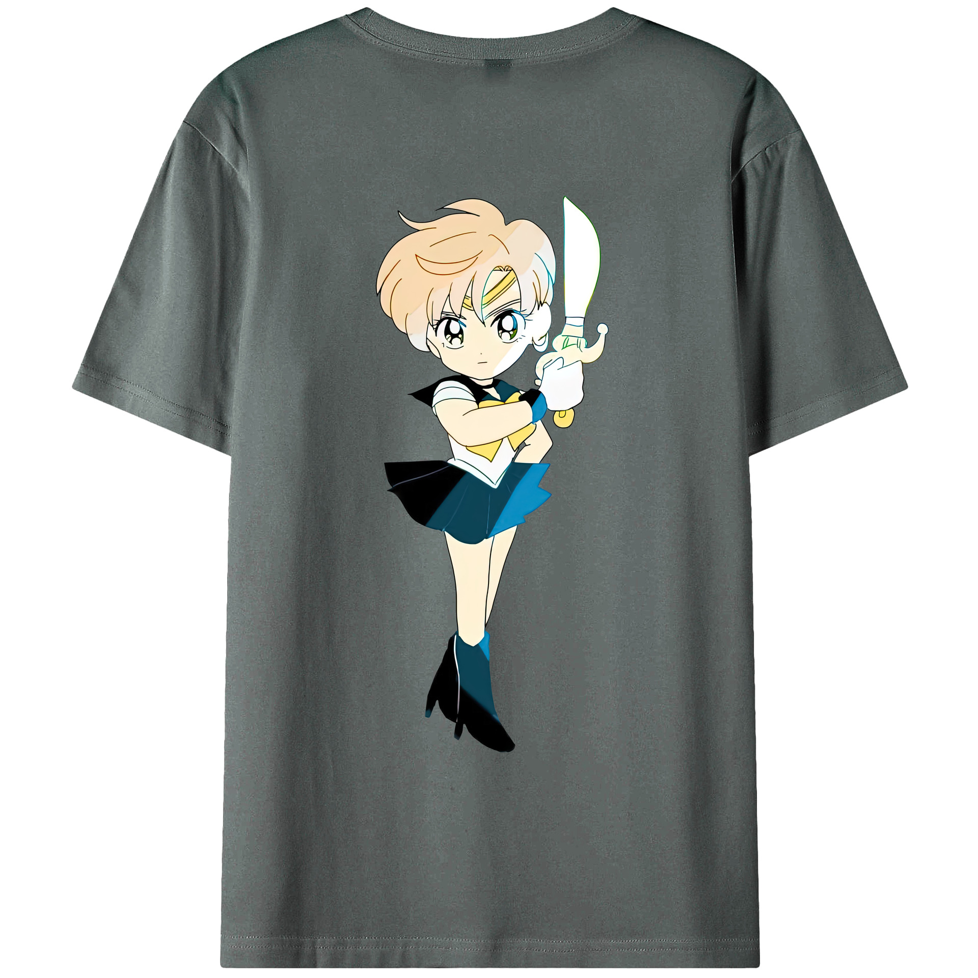 （画像用） 美少女戦士セーラームーン 天王はるか Sailor Moon Tenoh Haruka 綿100％ メンズ半袖Tシャツ（バックプリント） 通気性